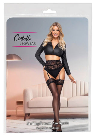 Cottelli LEGWEAR Damen Straps-Strümpfe Schwarz