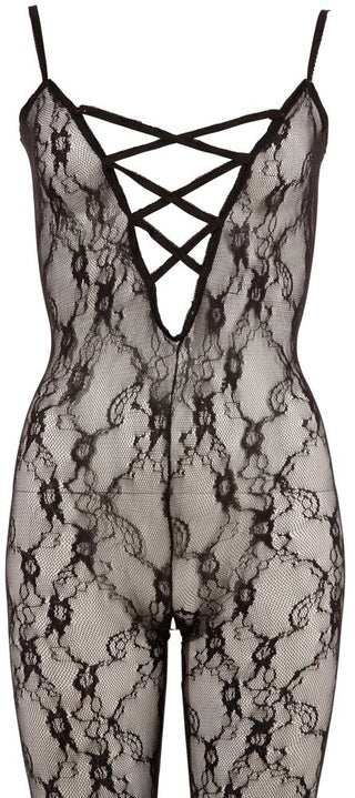 NO:XQSE Damen Catsuit Spitze Schwarz