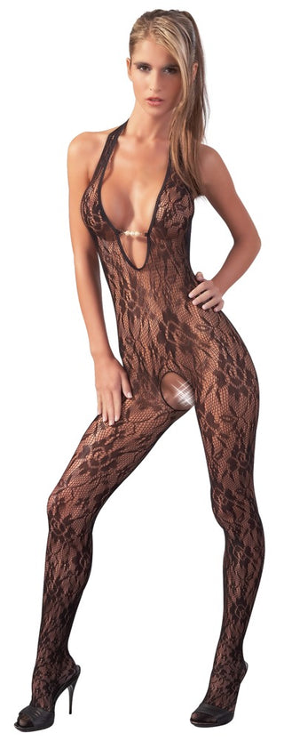 NO:XQSE Damen Catsuit Netz Schwarz