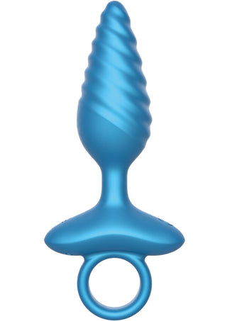 Ribbed Anal Plug mit Fernbedienung, 10 Vibrationsmodi, Blau