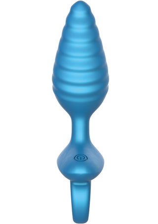 Ribbed Anal Plug mit Fernbedienung, 10 Vibrationsmodi, Blau