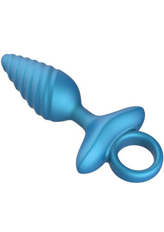 Ribbed Anal Plug mit Fernbedienung, 10 Vibrationsmodi, Blau