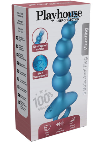 Conbridge Technology 5-Kugel-Anal-Plug mit Vibration und Fernbedienung, Blau