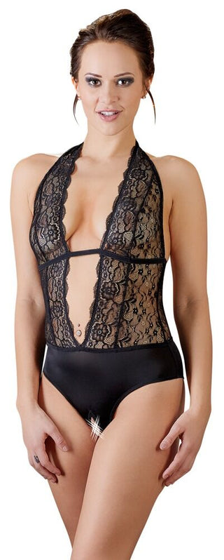 Body ouvert, with halter neck and lace insert