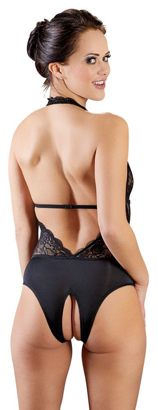 Body ouvert, with halter neck and lace insert