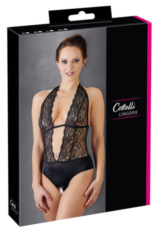 Body ouvert, with halter neck and lace insert