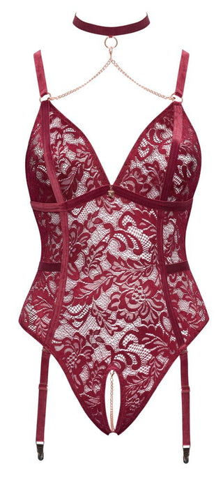 Cottelli CURVES Damen Straps-Body Ouvert Dunkelrot