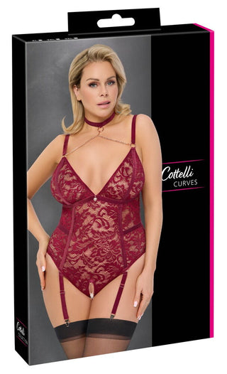 Cottelli CURVES Damen Straps-Body Ouvert Dunkelrot