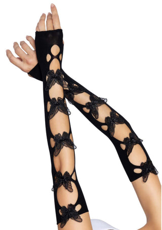Leg Avenue Damen Armstulpen Schmetterling Applikation Schwarz