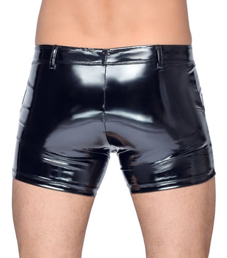 Men's patent leather pants with zipper