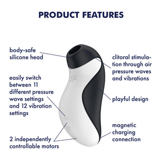Satisfyer Orca Druckwellenvibrator, Kontaktlos, Wasserdicht, Schwarz-Weiss