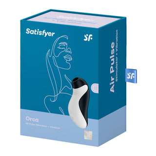 Satisfyer Orca Druckwellenvibrator, Kontaktlos, Wasserdicht, Schwarz-Weiss
