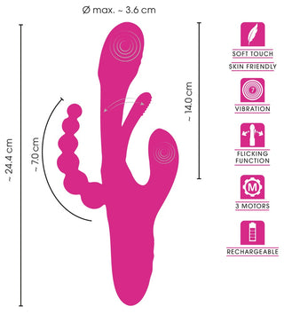 Sweet Smile Triple Vibe With Flicking Tongue Pink Wiederaufladbar