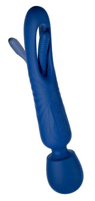 Sweet Smile 2in1 Wand With Flicking Tongue Blau Wiederaufladbar