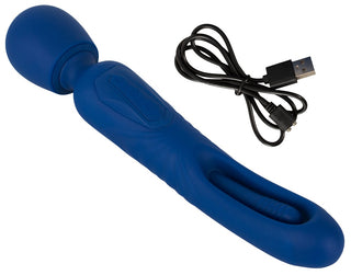 Sweet Smile 2in1 Wand With Flicking Tongue Blau Wiederaufladbar