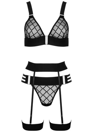 Kotek THP105 3-Teiliges Dessous-Set mit Mesh-Diamantmuster