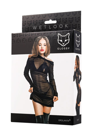 GLOSSY - Wetlook Set (dress, bra + panty)