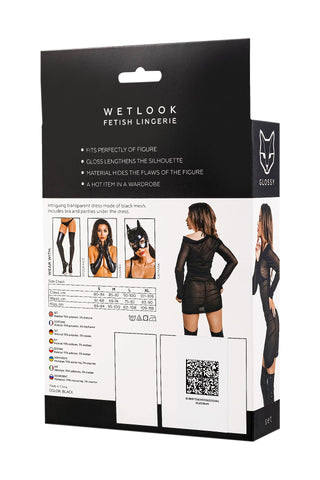 GLOSSY - Wetlook Set (dress, bra + panty)