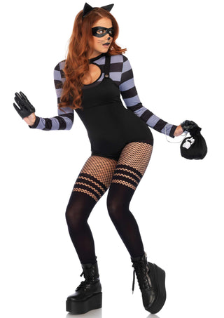 Leg Avenue Damen Cat Burglar Romper Kostüm Schwarz