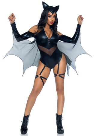 Leg Avenue Damen Midnight Bat Bodysuit Fledermauskostüm