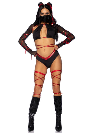 Leg Avenue Damen Lethal Ninja Kostüm Set Schwarz
