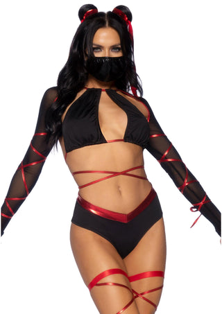 Leg Avenue Damen Lethal Ninja Kostüm Set Schwarz
