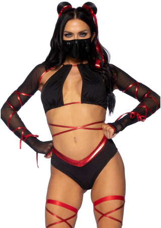 Leg Avenue Damen Lethal Ninja Kostüm Set Schwarz