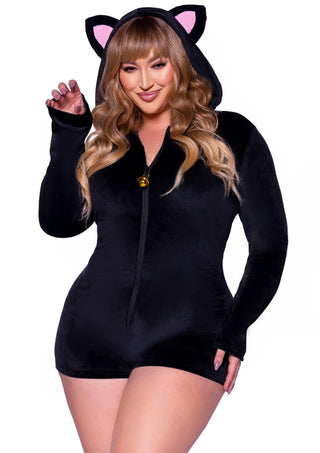 Leg Avenue Damen Plus Velvet Kitty Romper Kostüm