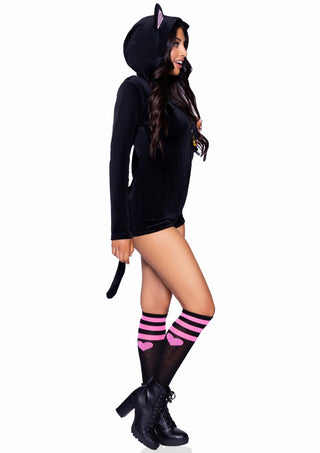 Leg Avenue Damen Velvet Kitty Romper Katzenkostüm Schwarz