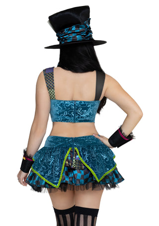 Leg Avenue Damen Mad Hatter Kostüm Oberteil und Rock Mehrfarbig