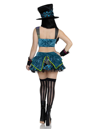 Leg Avenue Damen Mad Hatter Kostüm Oberteil und Rock Mehrfarbig