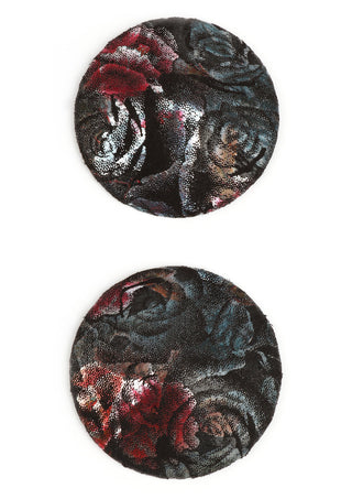 Geisha Blumen-Jacquard Nippelpasties Schwarz