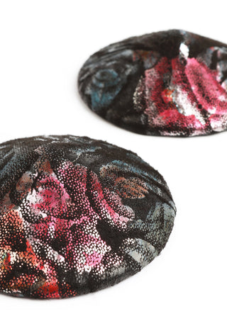 Geisha Blumen-Jacquard Nippelpasties Schwarz