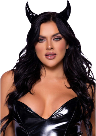 Leg Avenue Damen Teufelshörner Haarreif Vinyl Schwarz