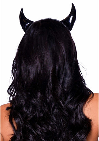 Leg Avenue Damen Teufelshörner Haarreif Vinyl Schwarz