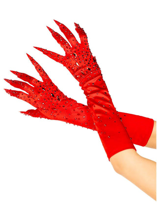 Leg Avenue Damen Krallenhandschuhe mit Strasssteinen