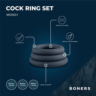 Boners 3-piece cock ring set