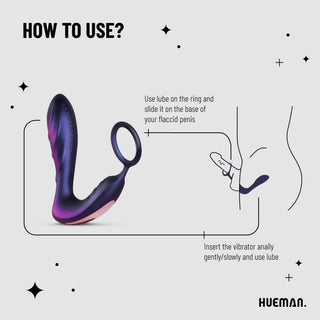 Hueman - Black Hole Anal Vibrator with Cock Ring