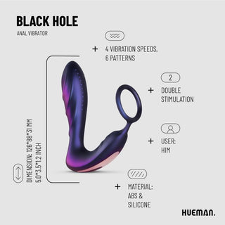 Hueman - Black Hole Anal Vibrator with Cock Ring