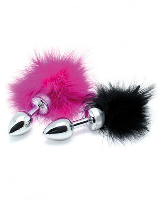 Rimba - Buttplug, KLEIN masiv Edelstahl mit Feder (unisex) in schwarzer Samtbox