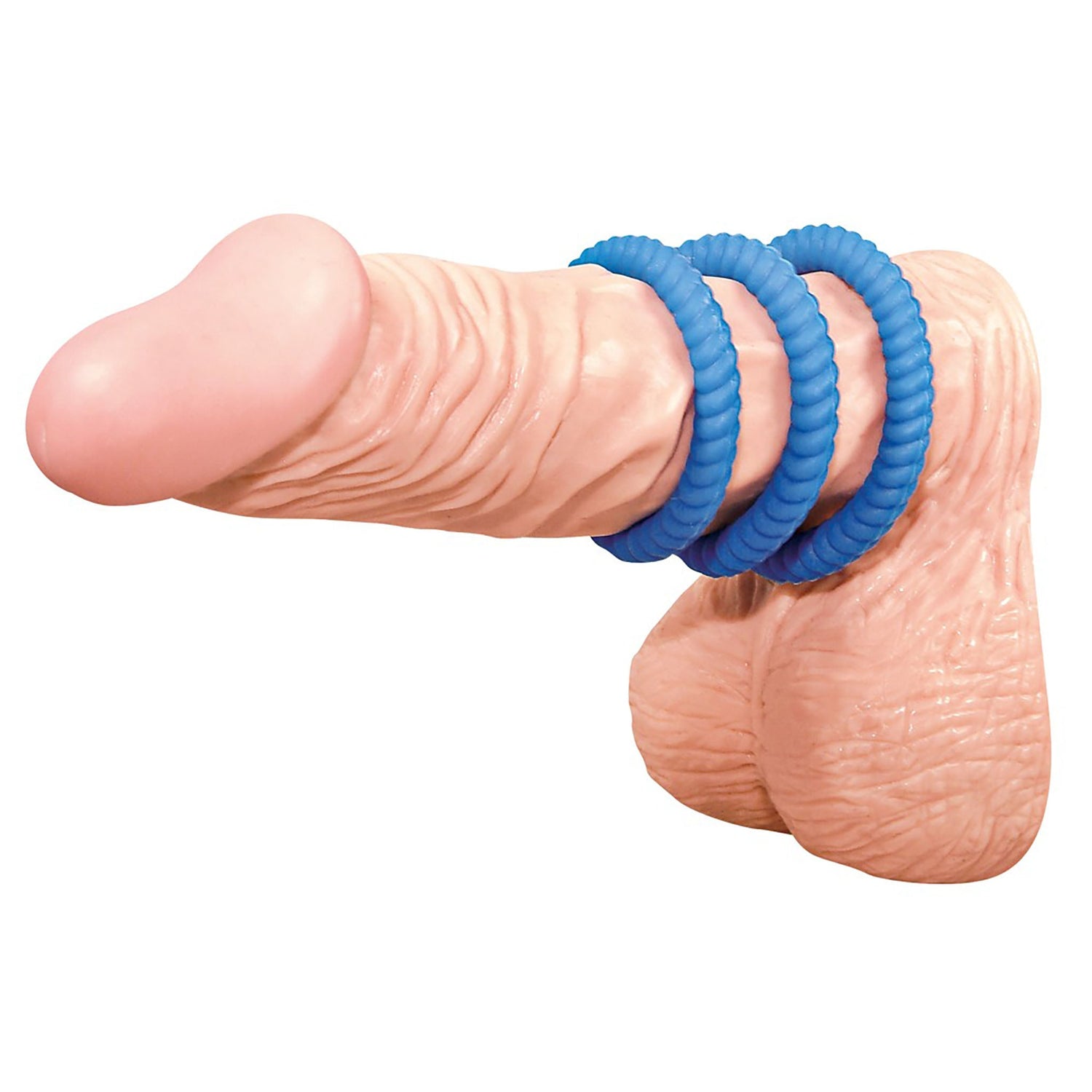 Lust 3 Penisringe, Penis ring set blau getragen