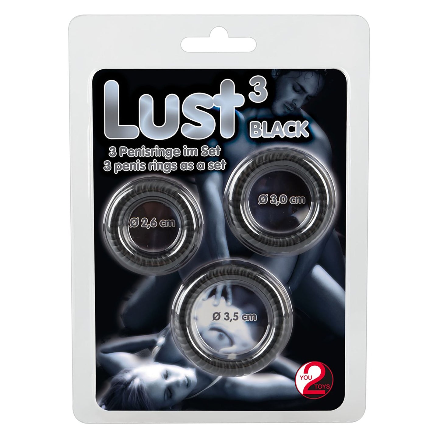Lust 3 Penisringe, Penis ring set schwarz in Verpackung