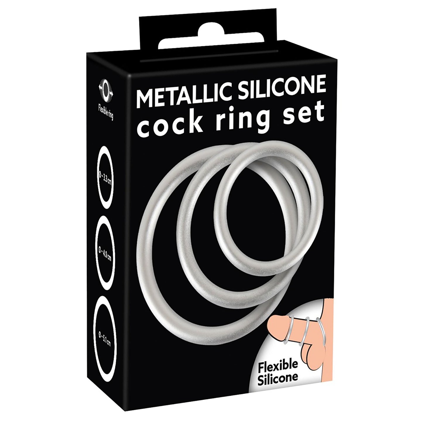Metallic Silicone Cock Ring Set, Penisringe Verpackung