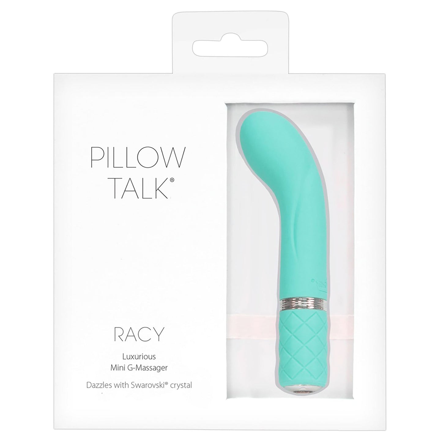 Racy Luxurius Mini Massager von Pillow Talk, ein G-Punkt Vibrator in türkis in Verpackung