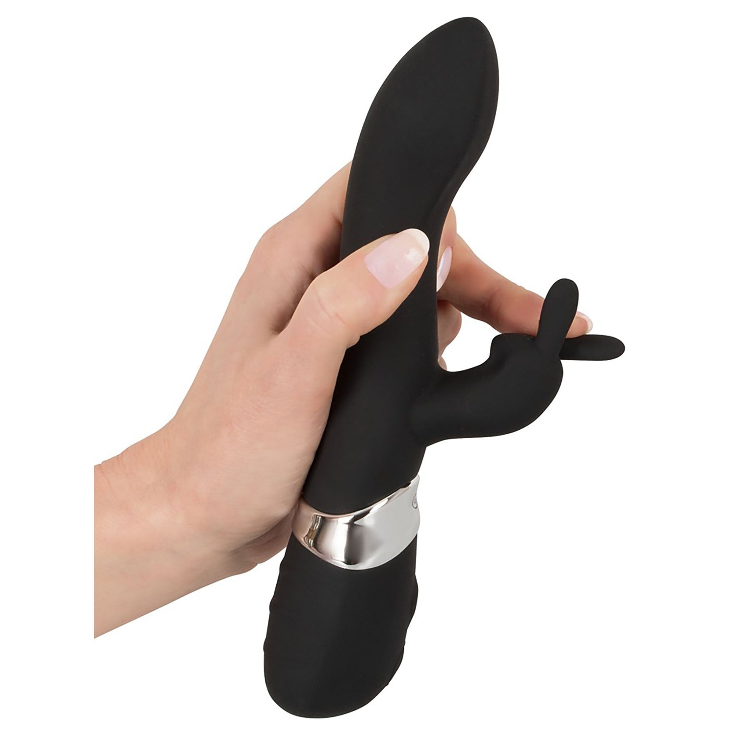 Rechargeable Rabbit Vibe, Vibrator mit Klitorisreizer in schwarzmit Ladekabel