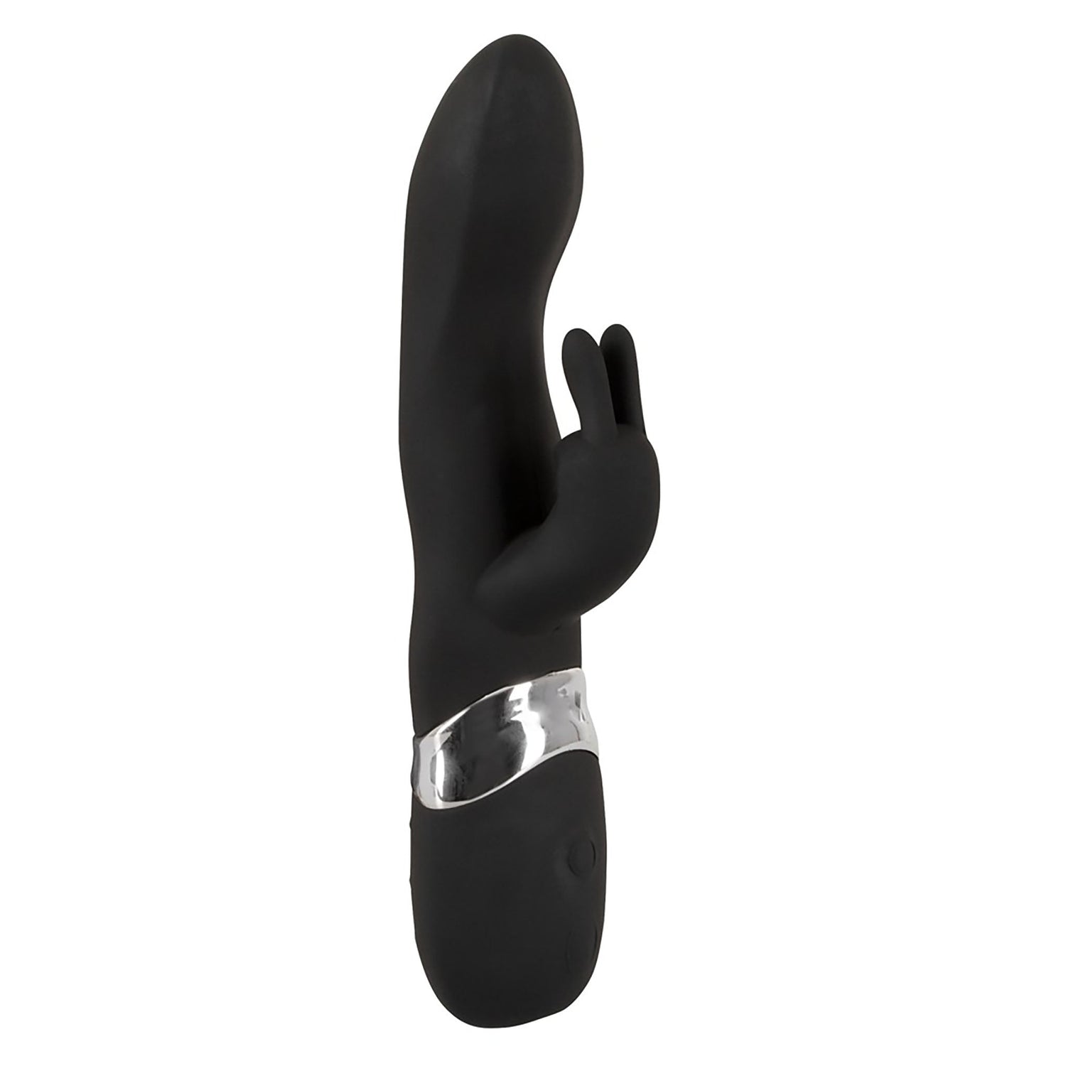 Rechargeable Rabbit Vibe, Vibrator mit Klitorisreizer in schwarz im Profil