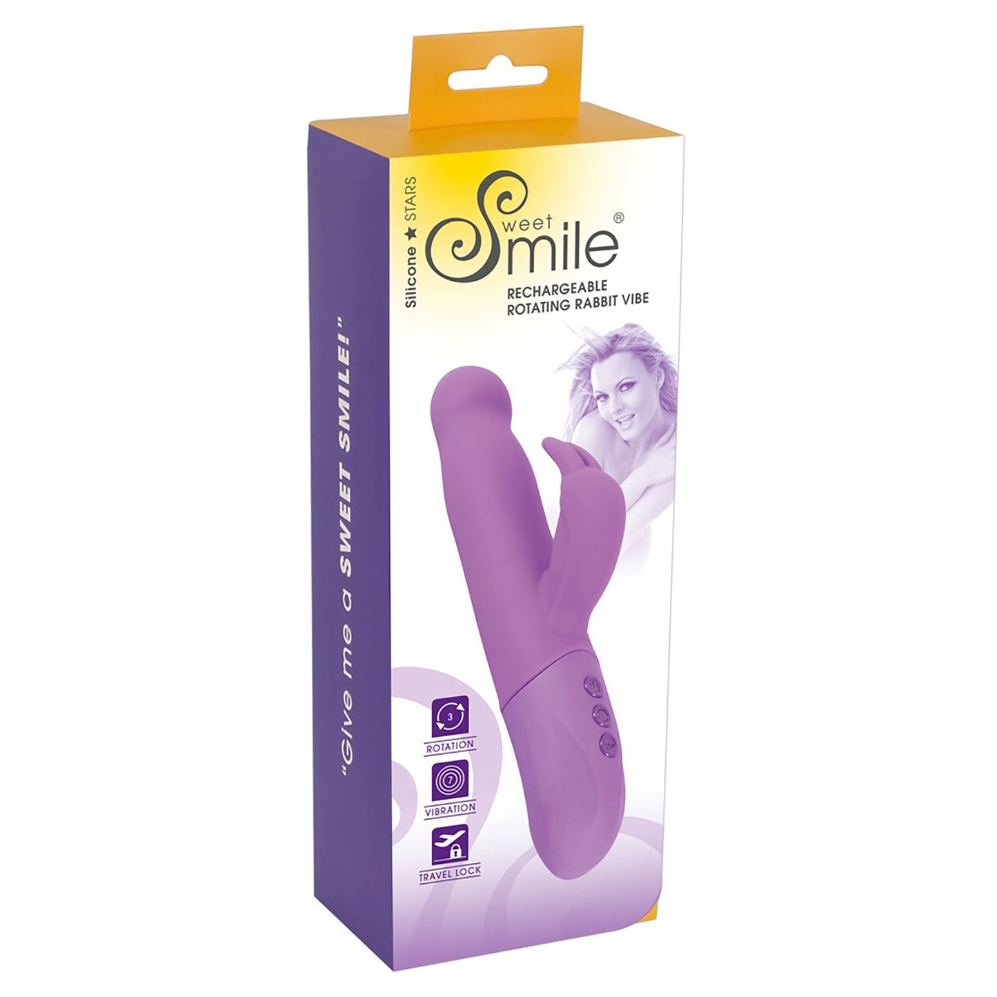 Rechargeable Rotating Rabbitvibrator in lila in Verpackung