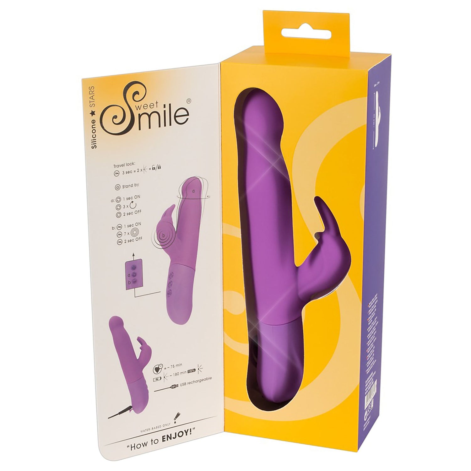 Rechargeable Rotating Rabbitvibrator in lila in offener Verpackung