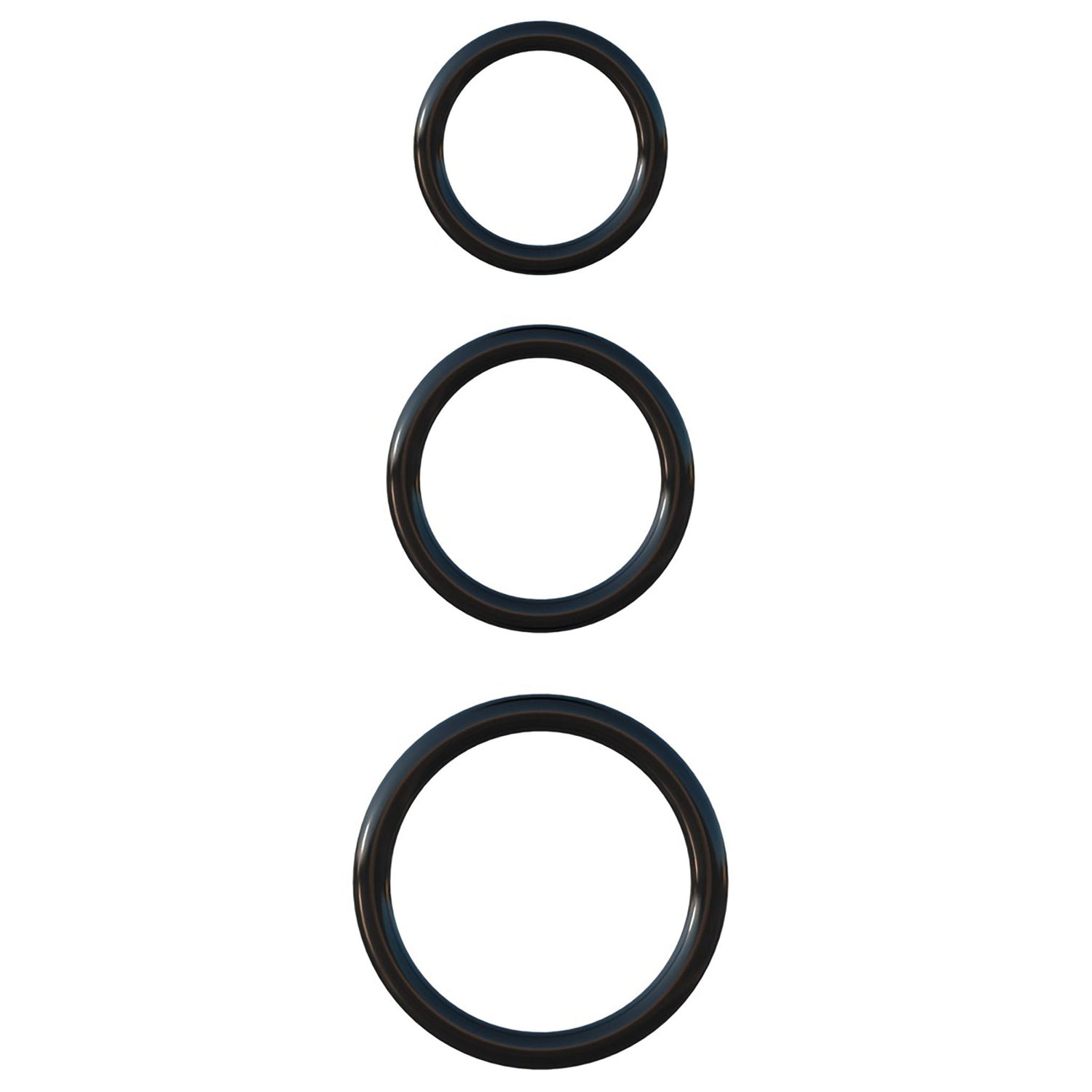 Silicone 3 Ring Stamina Set, schwarze Penisringe aus Silikon