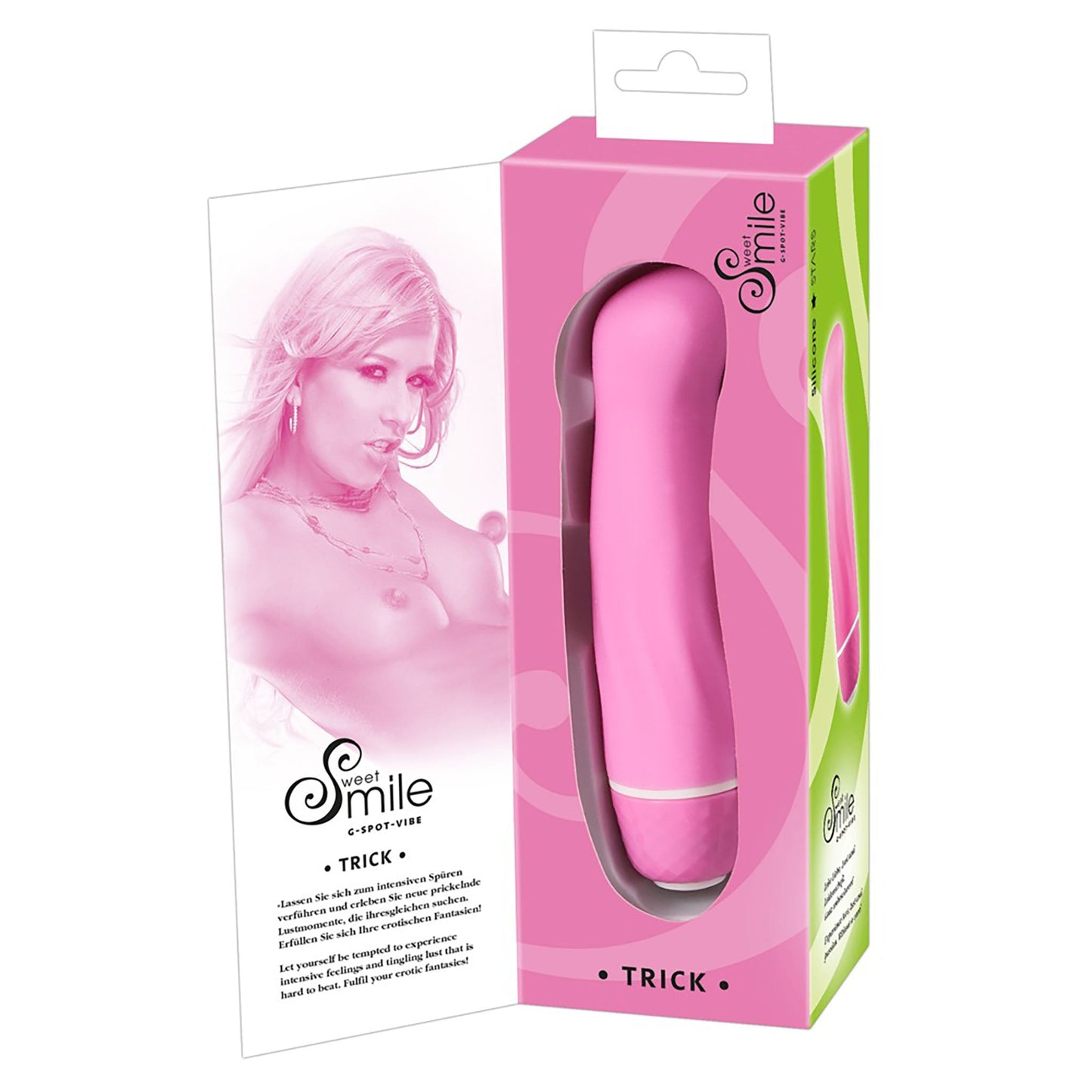 Smile Trick von Sweet Smile, Mini Vibrator in Pink in geöffneter Verpackung